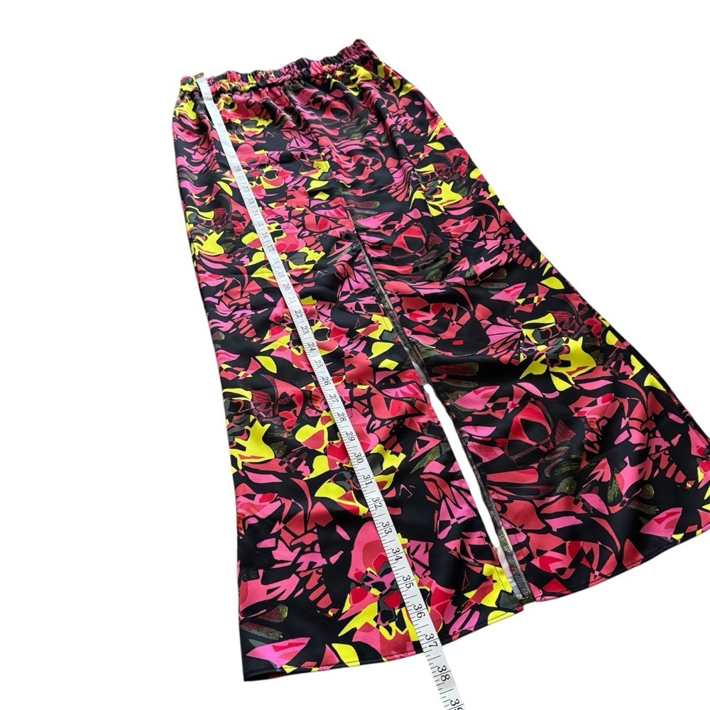 Open Edit Satin Floral Midi Skirt Black Pink Yellow XS - Picture 9 of 11